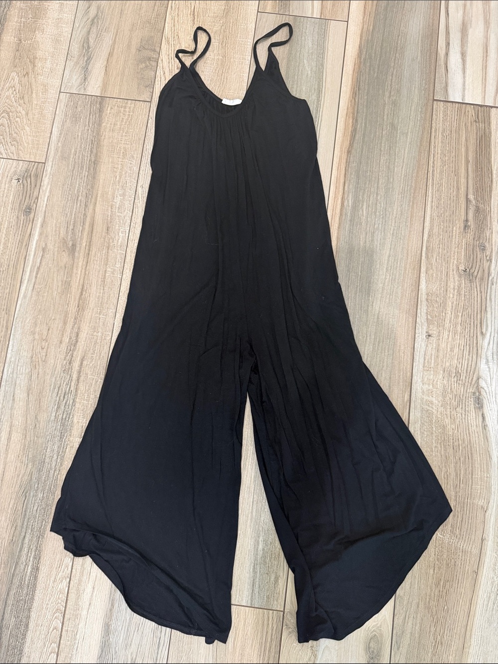 Black Wide-Leg Jumpsuit with Spaghetti Straps